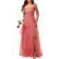 Spaghetti Straps Bridesmaid Dress Tulle Ruffles Ball Gown Home Coming Dress