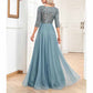 Sequined Bridesmaid Dress with Sleeves Evening Long Prom Dress Tutu Event Gowns