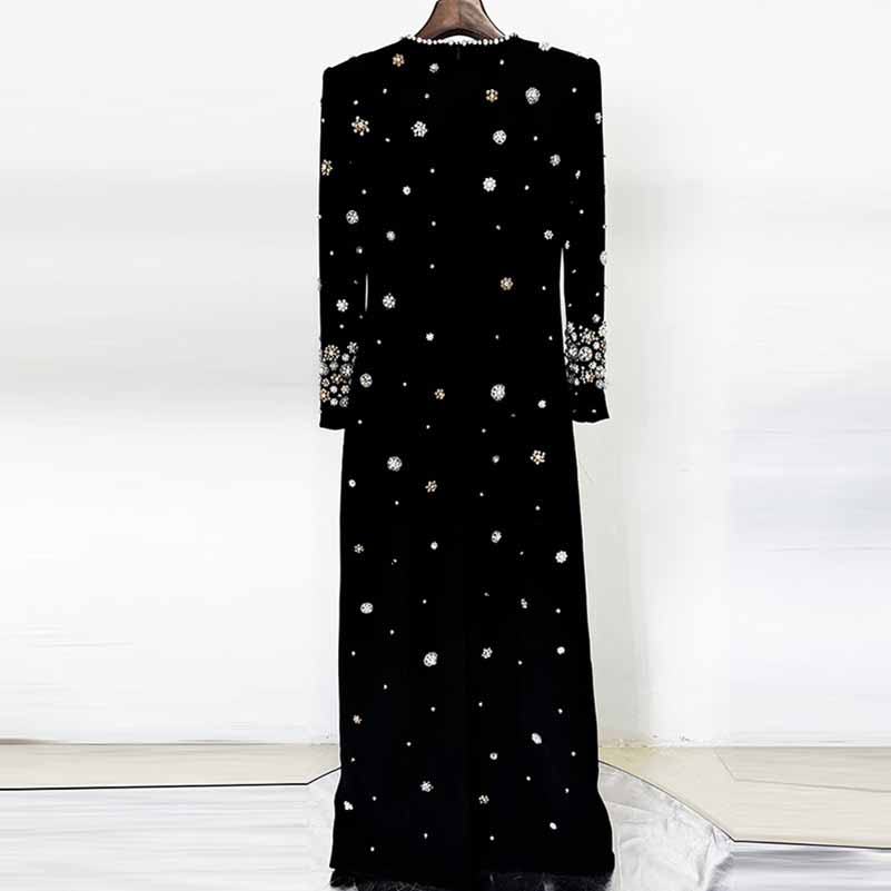 Women's Long Sleeve Galaxy Beaded Maxi Dress