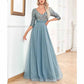 Sequined Bridesmaid Dress with Sleeves Evening Long Prom Dress Tutu Event Gowns