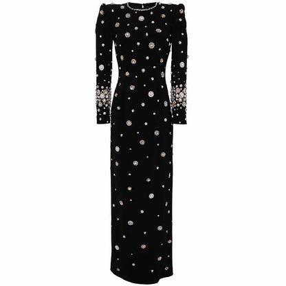 Women's Long Sleeve Galaxy Beaded Maxi Dress