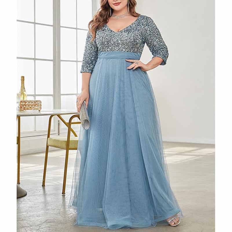 Sequined Bridesmaid Dress with Sleeves Evening Long Prom Dress Tutu Event Gowns