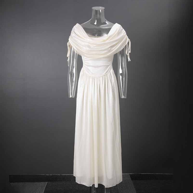 Women’s Vintage Off Shoulder Dress – Sleeveless A-Line Midi Dress with Waist Cinch