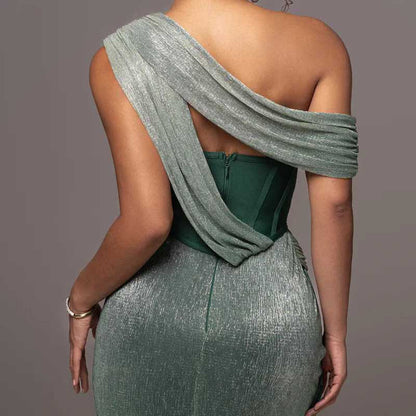 Emerald Green Halter Strap Maxi Dress