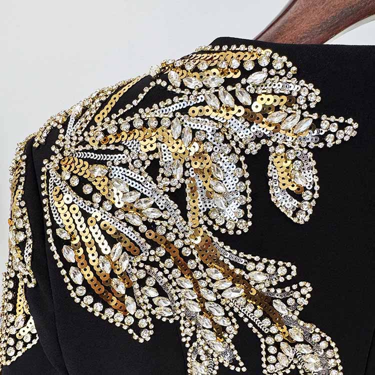 Mermaid Long Evening Gown Long Sleeve Beaded Detail Maxi Dress