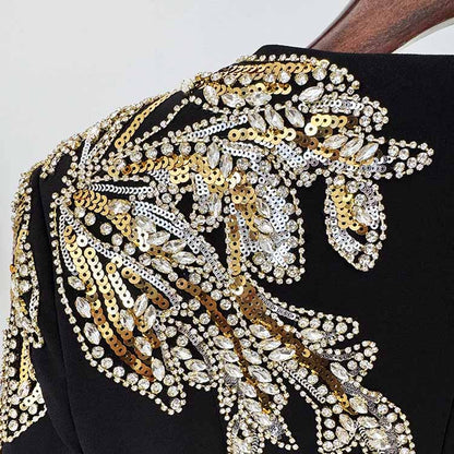 Mermaid Long Evening Gown Long Sleeve Beaded Detail Maxi Dress