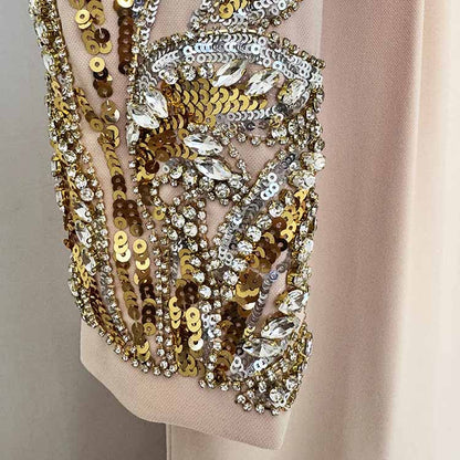 Mermaid Long Evening Gown Long Sleeve Beaded Detail Maxi Dress