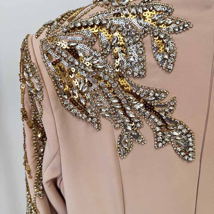 Mermaid Long Evening Gown Long Sleeve Beaded Detail Maxi Dress