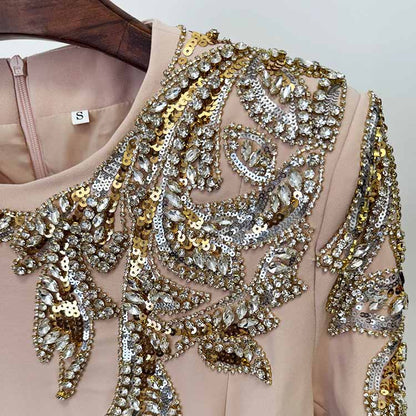 Mermaid Long Evening Gown Long Sleeve Beaded Detail Maxi Dress