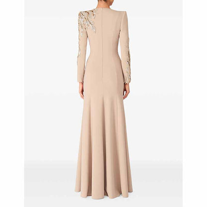 Mermaid Long Evening Gown Long Sleeve Beaded Detail Maxi Dress