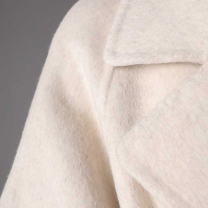Mid-length wool coat stylish comfort with soft texture and classic collar design