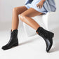 Womens Ankle Boots Low Heel Fashion Boots Chunky Block Heel Pointed Toe Fall Booties