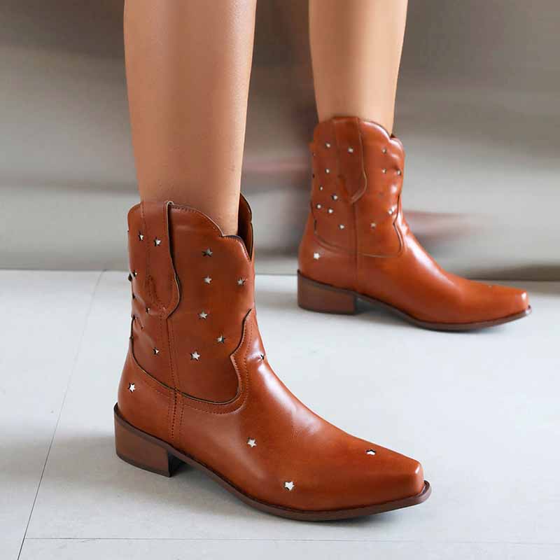 Womens Ankle Boots Low Heel Fashion Boots Chunky Block Heel Pointed Toe Fall Booties