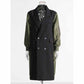 Women's Contrast Sleeve Paulah Coat Color-Spliced Long Trench Coat  Long windbreaker Jacket