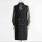 Women's Contrast Sleeve Paulah Coat Color-Spliced Long Trench Coat  Long windbreaker Jacket