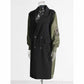 Women's Contrast Sleeve Paulah Coat Color-Spliced Long Trench Coat  Long windbreaker Jacket