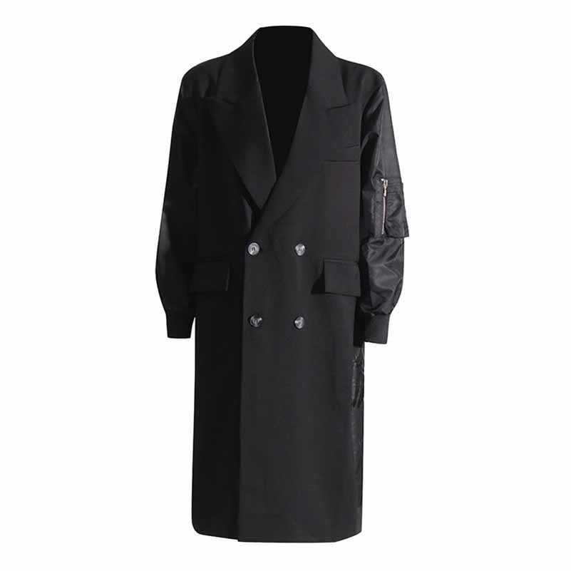 Women's Contrast Sleeve Paulah Coat Color-Spliced Long Trench Coat  Long windbreaker Jacket