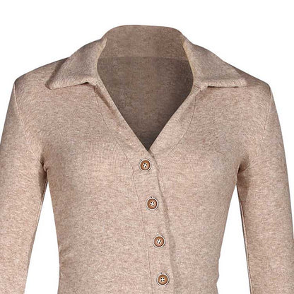 Collar Long Sleeve Knit Dress with Bow Detail – Knitted Dress for Fall & Winter