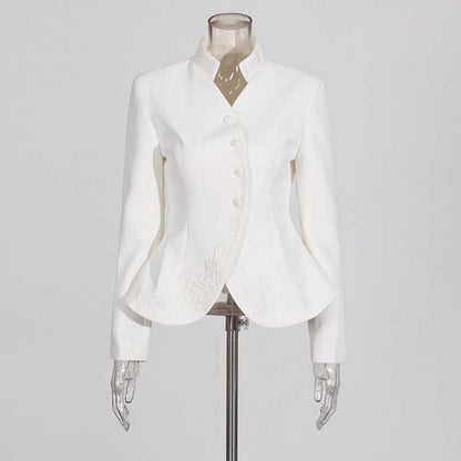 Women's Midi Skirt Suit Standard Collar Long Sleeve Formal Suit