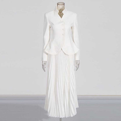 Women's Midi Skirt Suit Standard Collar Long Sleeve Formal Suit