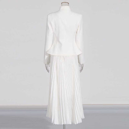 Women's Midi Skirt Suit Standard Collar Long Sleeve Formal Suit