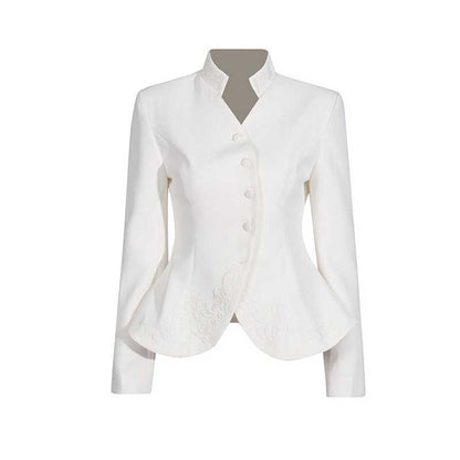 Women's Midi Skirt Suit Standard Collar Long Sleeve Formal Suit