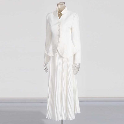 Women's Midi Skirt Suit Standard Collar Long Sleeve Formal Suit