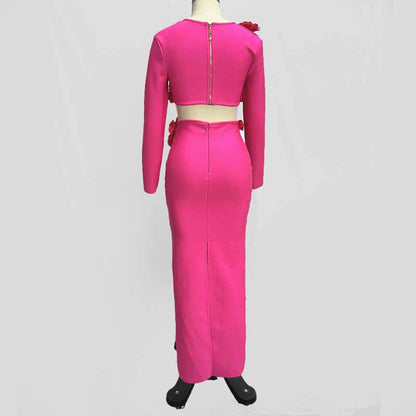 Women’s Midi Skirt Suit | Bodycon Fit & Flower Embellished Blazer