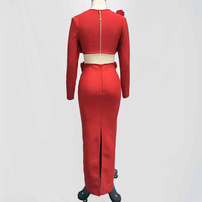 Women’s Midi Skirt Suit | Bodycon Fit & Flower Embellished Blazer