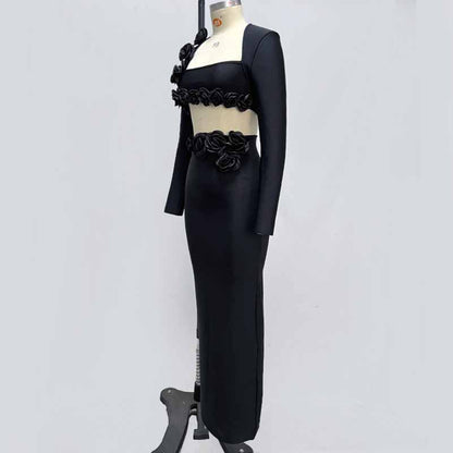 Women’s Midi Skirt Suit | Bodycon Fit & Flower Embellished Blazer