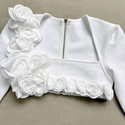 Women’s Midi Skirt Suit | Bodycon Fit & Flower Embellished Blazer