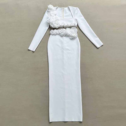 Women’s Midi Skirt Suit | Bodycon Fit & Flower Embellished Blazer