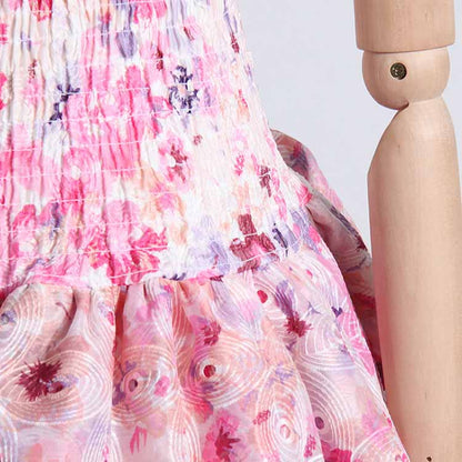 Embroidered Ruffled Mini Dress Bustier Floral Dress