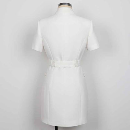 Short Sleeves Double Breasted Gold Button Blazer Dress Women Mini Blazer Dresses