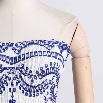 Embroidered Ruffled Mini Dress Strapless Summer Dress