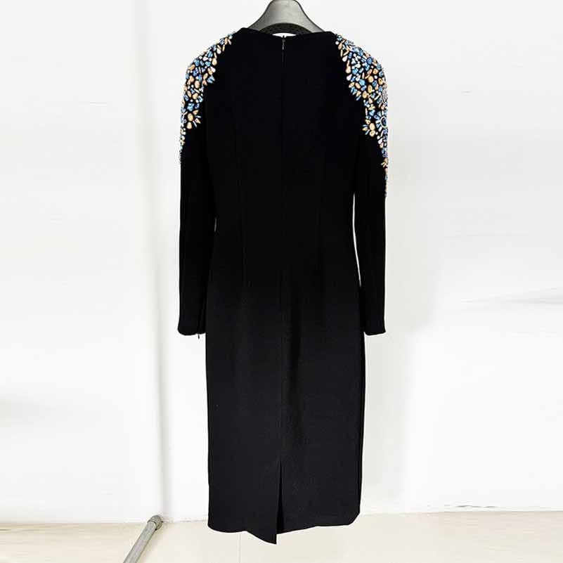 Women's Black Mididress Drop Crystal-Embellished Dress