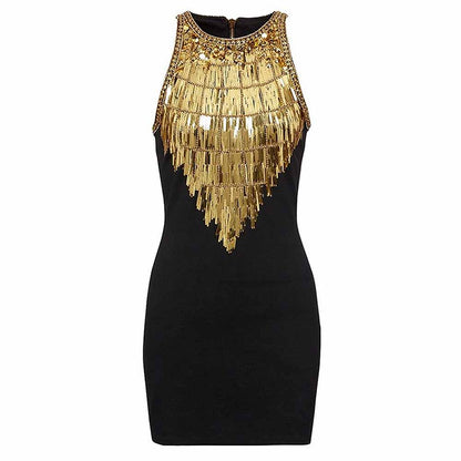 Sequin Mini Dress Gold Metal Pary Sexy Dress