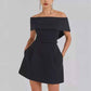 Off The Shoulder Mini Dresses Belted A Line Short Dress