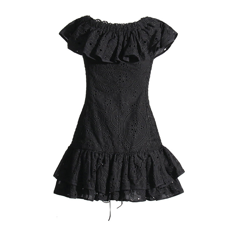 Off-the-shoulder Ruffled Mini Dress