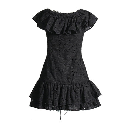 Off-the-shoulder Ruffled Mini Dress
