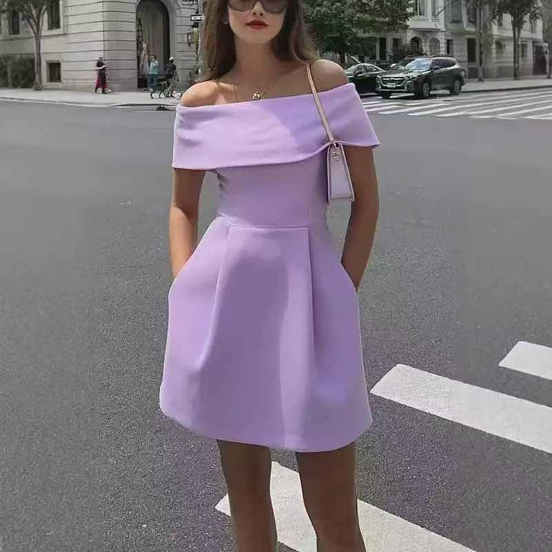 Off The Shoulder Mini Dresses Belted A Line Short Dress