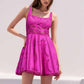 Hollowed Mini Dress Square Neck A Line Short Dress