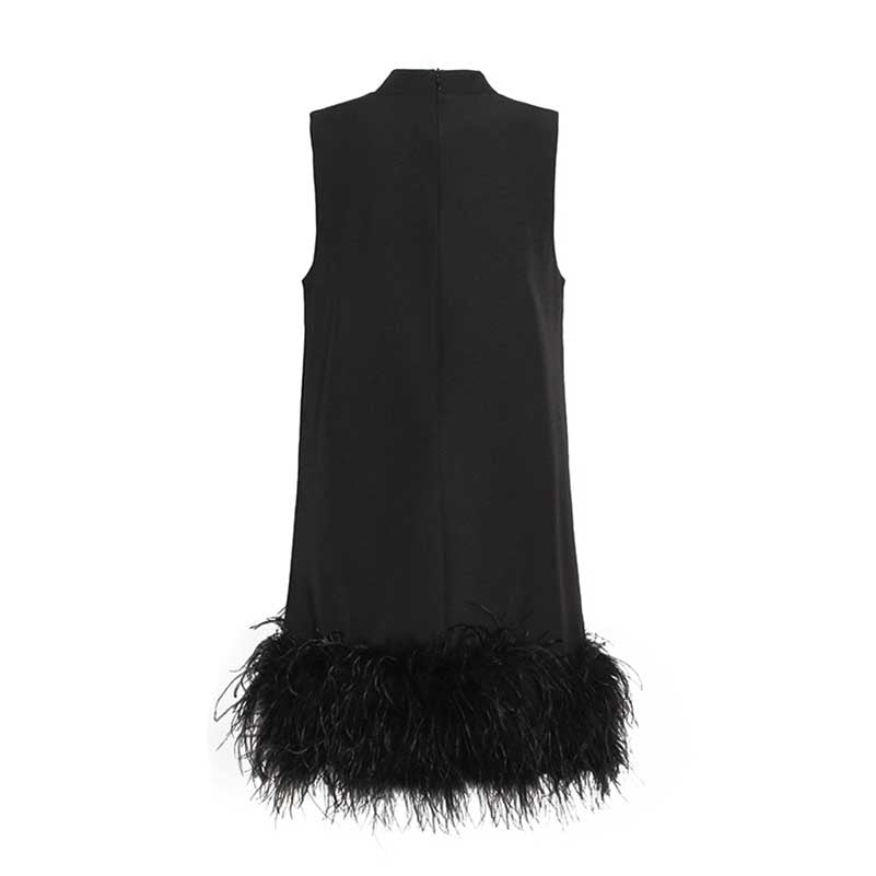 Sleeveless Feather Mini Dress