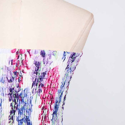 Embroidered Ruffled Floral Mini Dress Strapless Short Dress