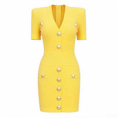 Women's Mini Knit Dress V-Neck