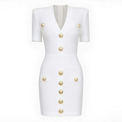 Women's Mini Knit Dress V-Neck