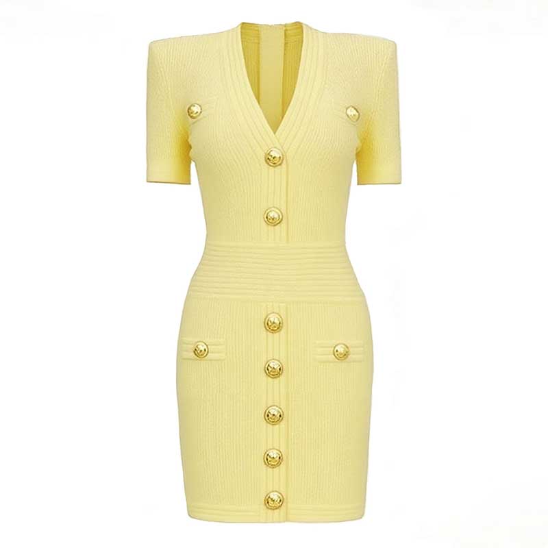 Women's Mini Knit Dress V-Neck