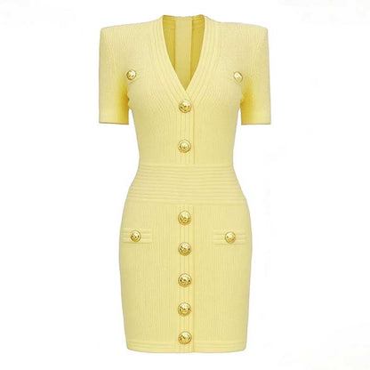 Women's Mini Knit Dress V-Neck