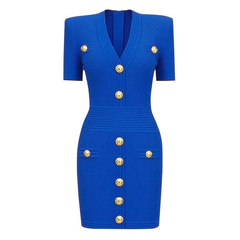 Women's Mini Knit Dress V-Neck