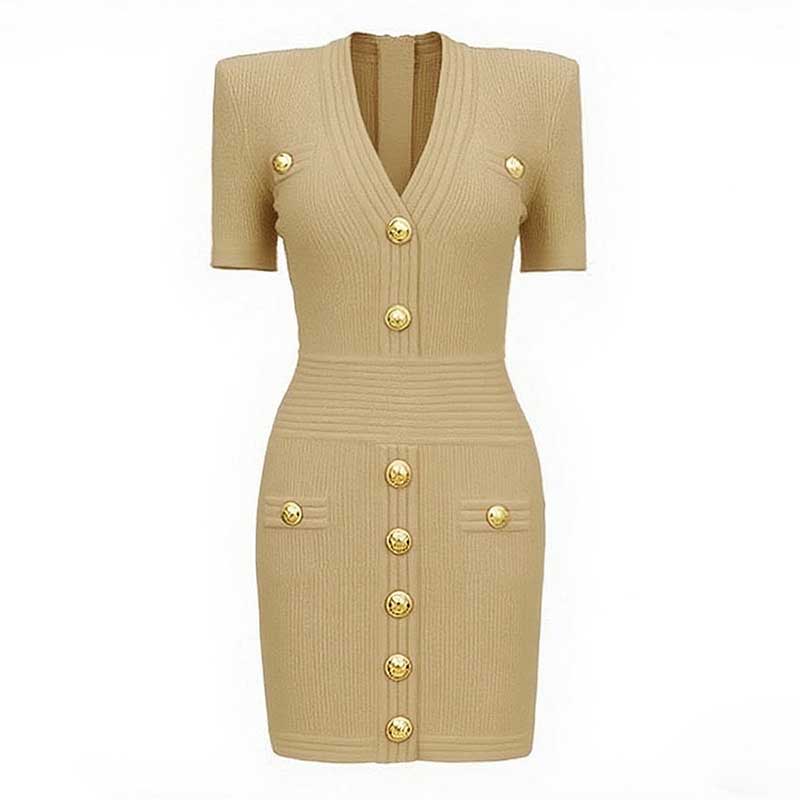 Women's Mini Knit Dress V-Neck